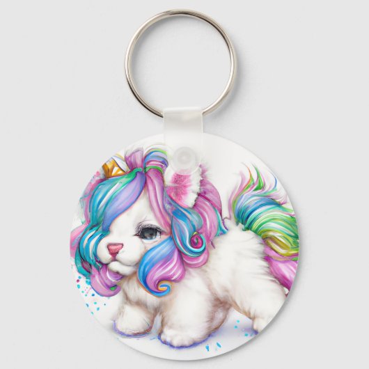 Fluffy Unicorn Puppy Sleutelhanger (Voorkant)