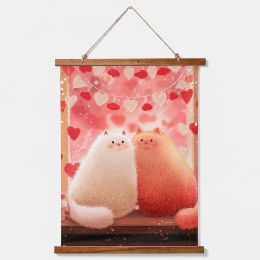 Fluffy Valentine's Cats Hangend Wandkleed (Voorkant)