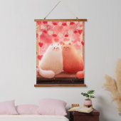 Fluffy Valentine's Cats Hangend Wandkleed (Slaapkamer)