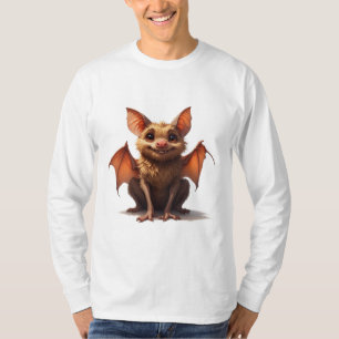 Fluffy Vleermuis Karakter Met Grote Ogen En Vleuge T-shirt