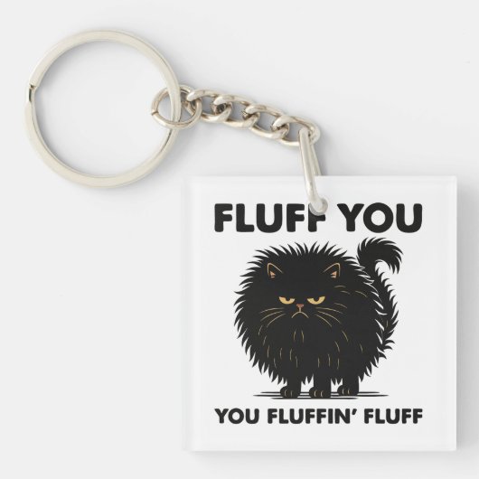 Fluffy Voluminous Cat Life Kat Style Sleutelhanger (Voorkant)