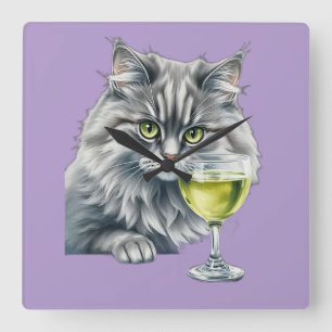 Fluffy Vriend en Absinthe Vierkante Klok