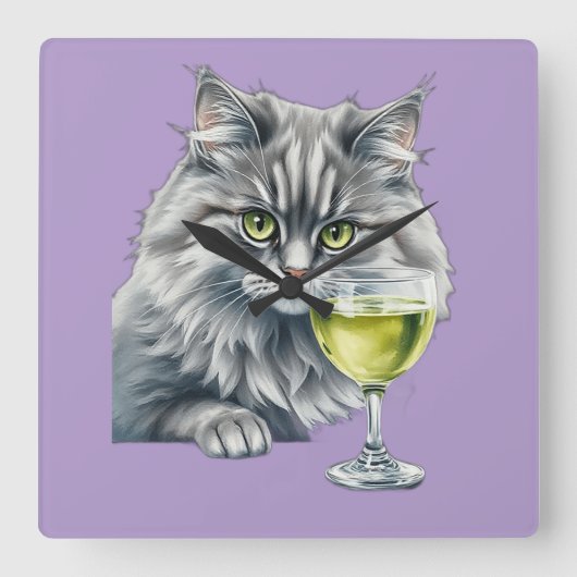 Fluffy Vriend en Absinthe Vierkante Klok (Voorkant)