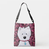 Fluffy Westie Bloemindrukken Crossbody Tas (Achterkant)
