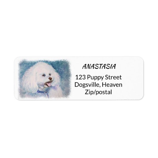 FLUFFY WHITE BICHON FRISE ETIKET (Voorkant)