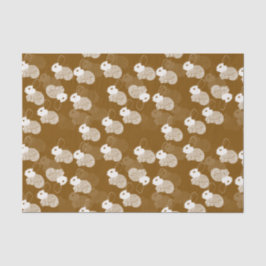 Fluffy White Bunnies op Bruin Tissuepapier