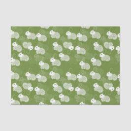 Fluffy White Bunnies op Groen Tissuepapier