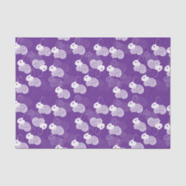 Fluffy White Bunnies op Paarse Tissuepapier