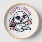 Fluffy White Bunny met Plant Pot (Voorkant)