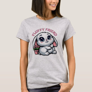 Fluffy White Bunny met Plant Pot T-shirt