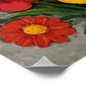 Fluffy White Cat and Folk Art Flowers Poster (Hoek)