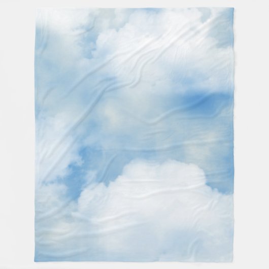 Fluffy White Clouds Fleece Deken (Voorkant)