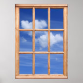 Fluffy White Clouds Uitzicht - Venster effect Poster (Voorkant)