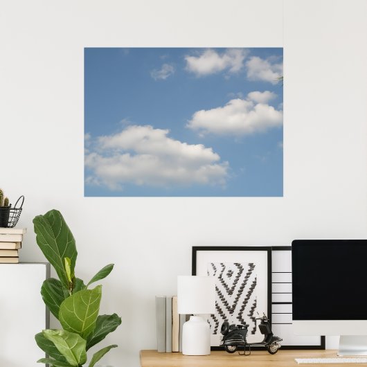 Fluffy White Cumulus Clouds Print (Thuiskantoor)