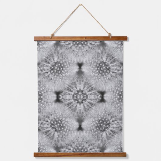 Fluffy White Dandelions Abstract Nature Pattern Hangend Wandkleed (Voorkant)