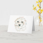 Fluffy White Dog Waterverf ©dianeheller2020 Kaart (Gele Bloem)
