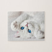Fluffy White Kat Game Puzzle Legpuzzel (Horizontaal)