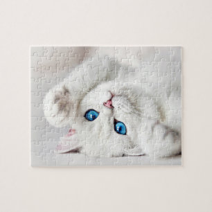 Fluffy White Kat Game Puzzle Legpuzzel