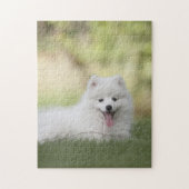 Fluffy White Keeshond Puppy Legpuzzel (Verticaal)