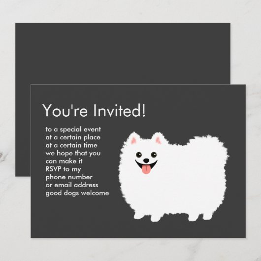 Fluffy White Pomeranian Kaart (Voorkant / Achterkant)