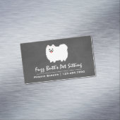 Fluffy White Pomeranian Visitekaartje Magneet (Voorbeeld)