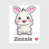 Fluffy White Rabbit Vinyl Sticker (Vel)