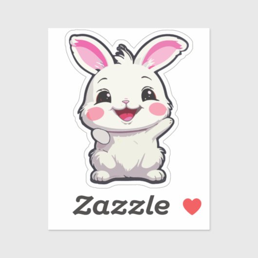 Fluffy White Rabbit Vinyl Sticker (Vel)