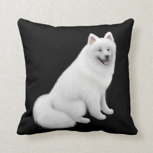 Fluffy White Samoyed Dog Pillow Kussen