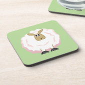 Fluffy White Sheep Bier Onderzetter (Linkerzijde)