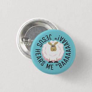 Fluffy White Sheep Cartoon Ronde Button 3,2 Cm