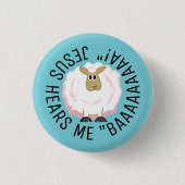 Fluffy White Sheep Cartoon Ronde Button 3,2 Cm (Voorkant)