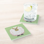 Fluffy White Sheep Glazen Onderzetter (Schuin)