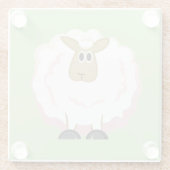 Fluffy White Sheep Glazen Onderzetter (Achterkant)