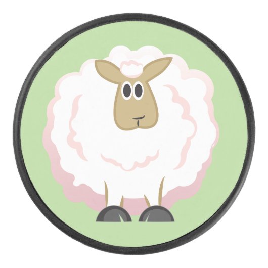 Fluffy White Sheep Hockey Puck (Voorkant)