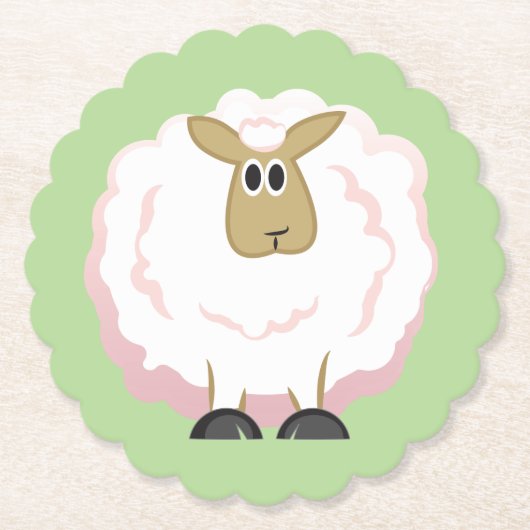 Fluffy White Sheep Kartonnen Onderzetters (Voorkant)