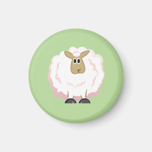 Fluffy White Sheep Magneet (Voorkant)