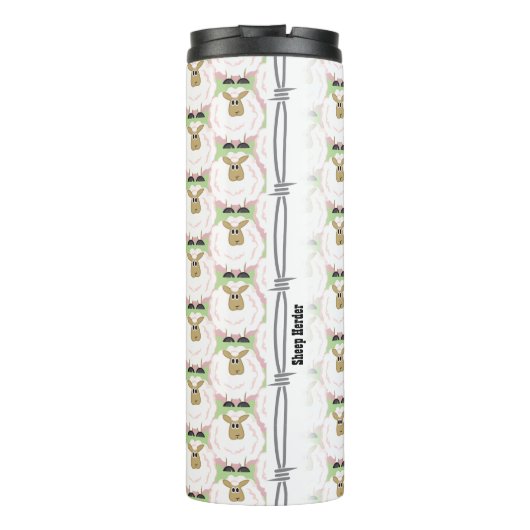Fluffy White Sheep Pattern Thermosbeker (Achterkant)