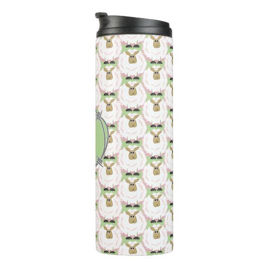 Fluffy White Sheep Pattern Thermosbeker (Geroteerd rechts)