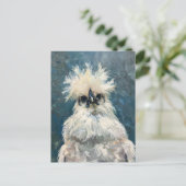 Fluffy White Silkie Chicken Oil Painting Decoupage Briefkaart (Staand voorkant)