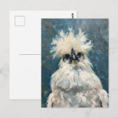 Fluffy White Silkie Chicken Oil Painting Decoupage Briefkaart (Voorkant / Achterkant)