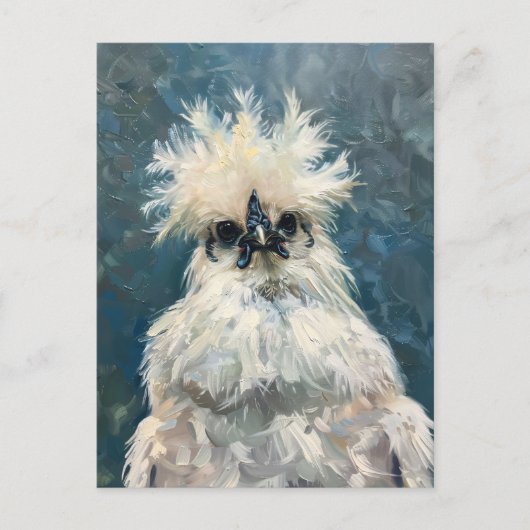 Fluffy White Silkie Chicken Oil Painting Decoupage Briefkaart (Voorkant)
