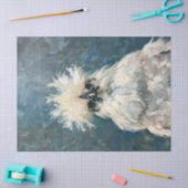 Fluffy White Silkie Chicken Oil Painting Decoupage Tissuepapier (Craft)