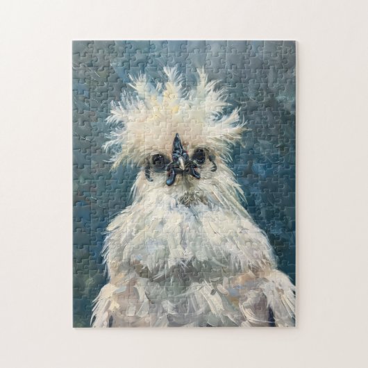 Fluffy White Silkie Chicken Oil Painting Legpuzzel (Verticaal)