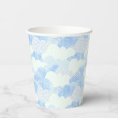 Fluffy White Sky Blue Textured Clouds Papieren Bekers (Achterkant)