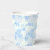 Fluffy White Sky Blue Textured Clouds Papieren Bekers (Rechts)