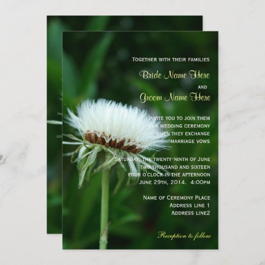 Fluffy wit plant hoofd zomerbruiloft kaart (Voorkant / Achterkant)