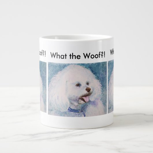 FLUFFY WITTE BICHON FRISE GROTE KOFFIEKOP (Voorkant)