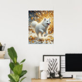 Fluffy witte hond poster (Thuiskantoor)