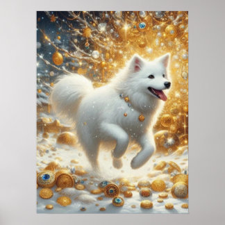 Fluffy witte hond poster