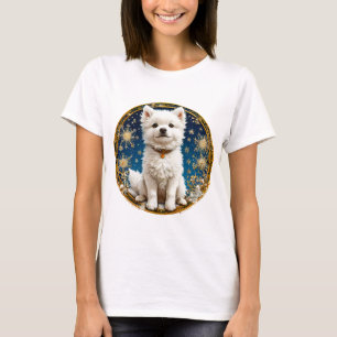 fluffy witte hond t-shirt